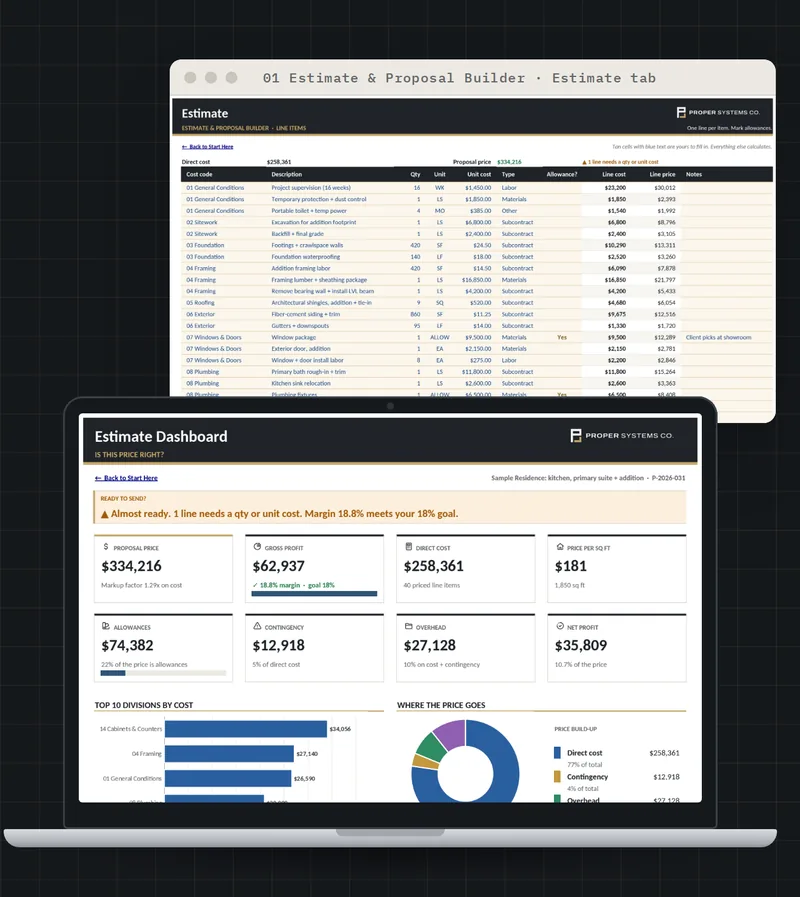 Estimate and Proposal Builder template preview