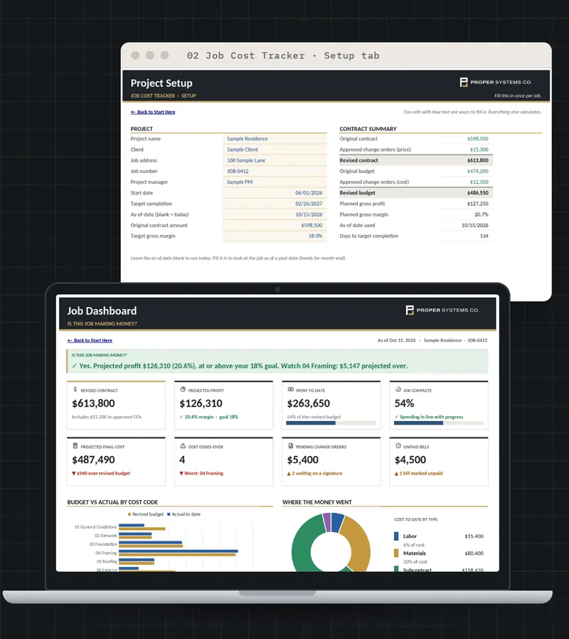 Job Cost Tracker template preview