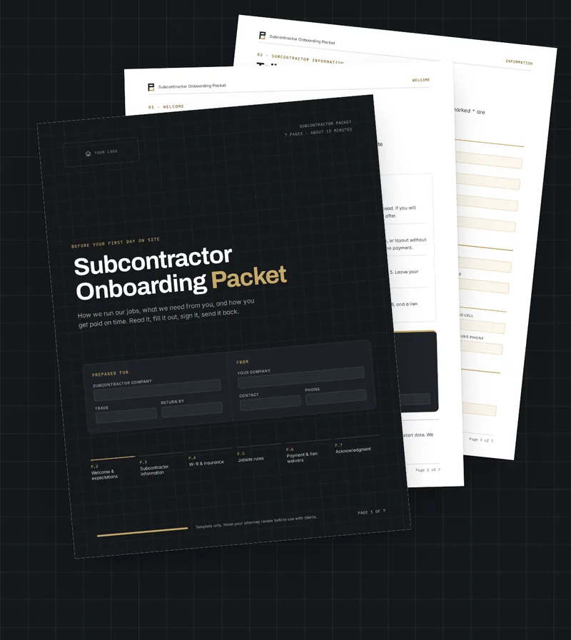 Subcontractor Onboarding Packet template preview
